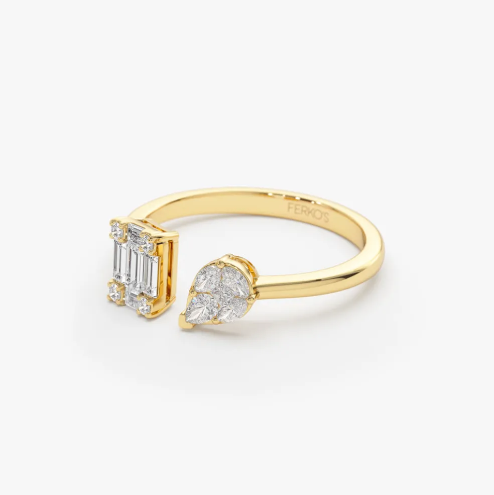 14k Gold Illusion Setting Diamond Toi et Moi Ring