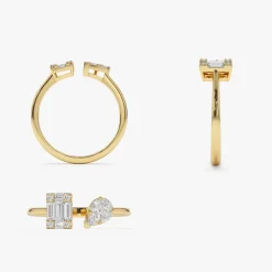 14k Gold Illusion Setting Diamond Toi et Moi Ring