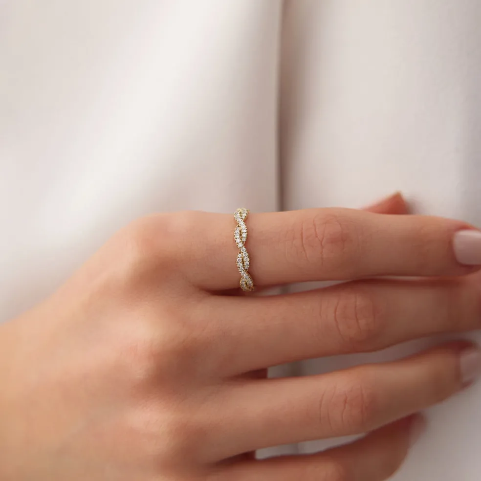 14K Gold Infinity Diamond Eternity Wedding Band