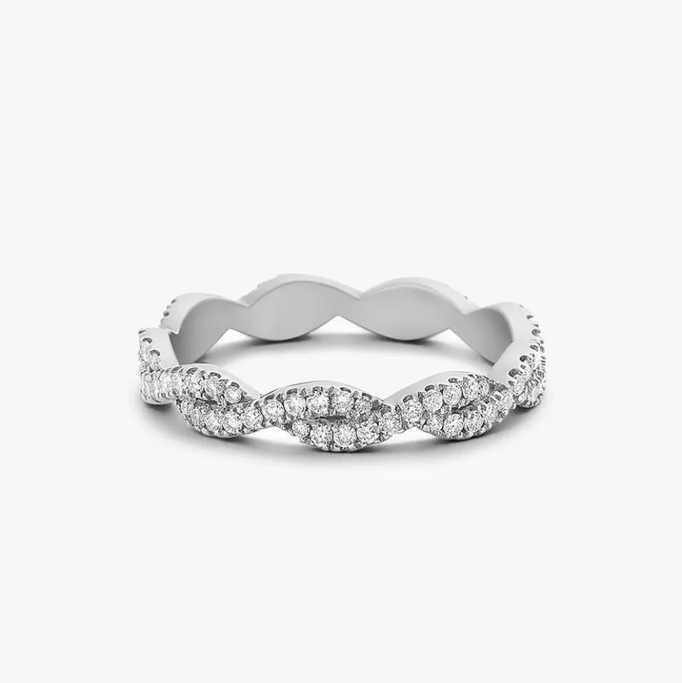 14K Gold Infinity Diamond Eternity Wedding Band