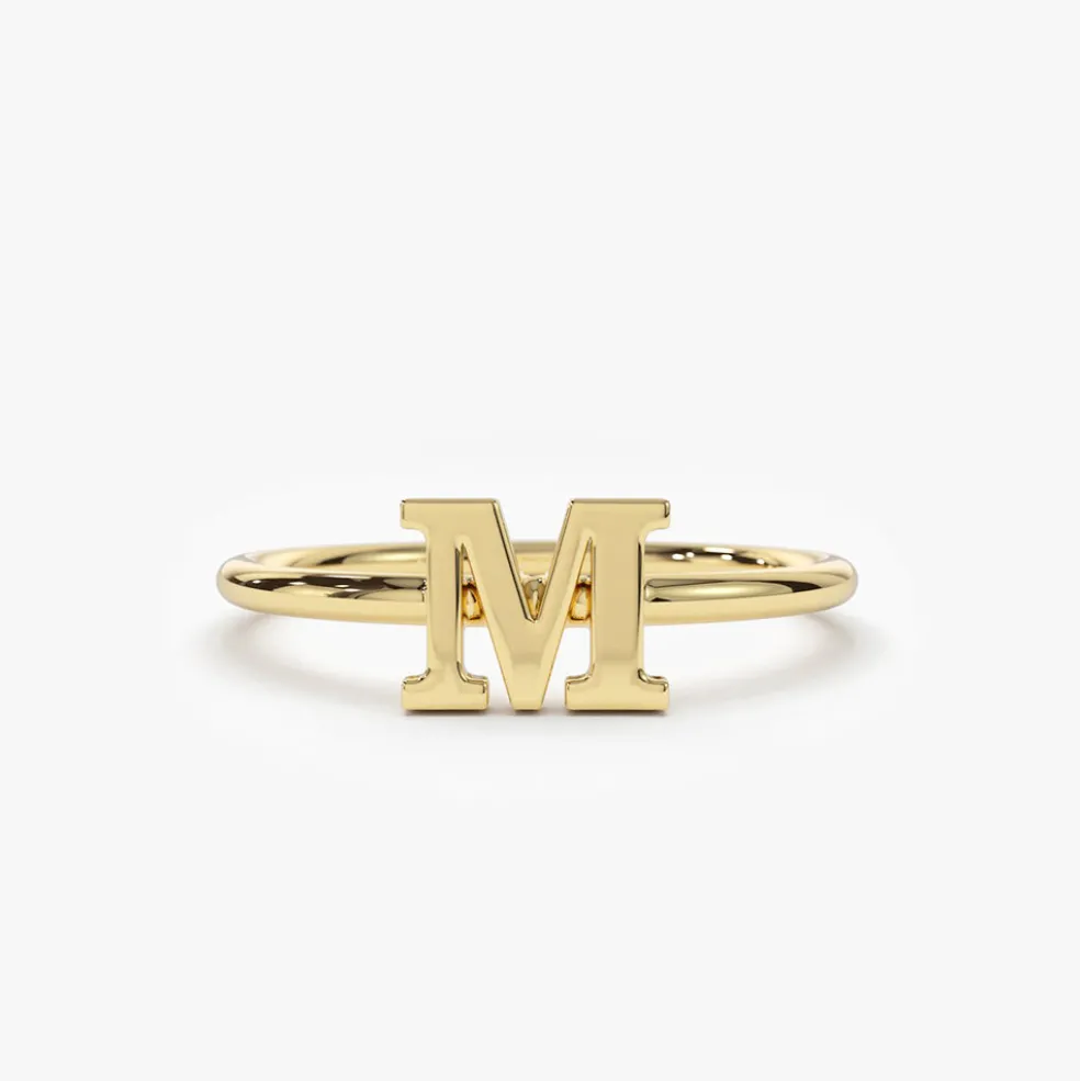 14K Gold Initial Letter Ring