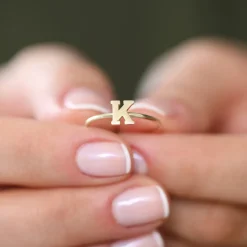 14K Gold Initial Letter Ring