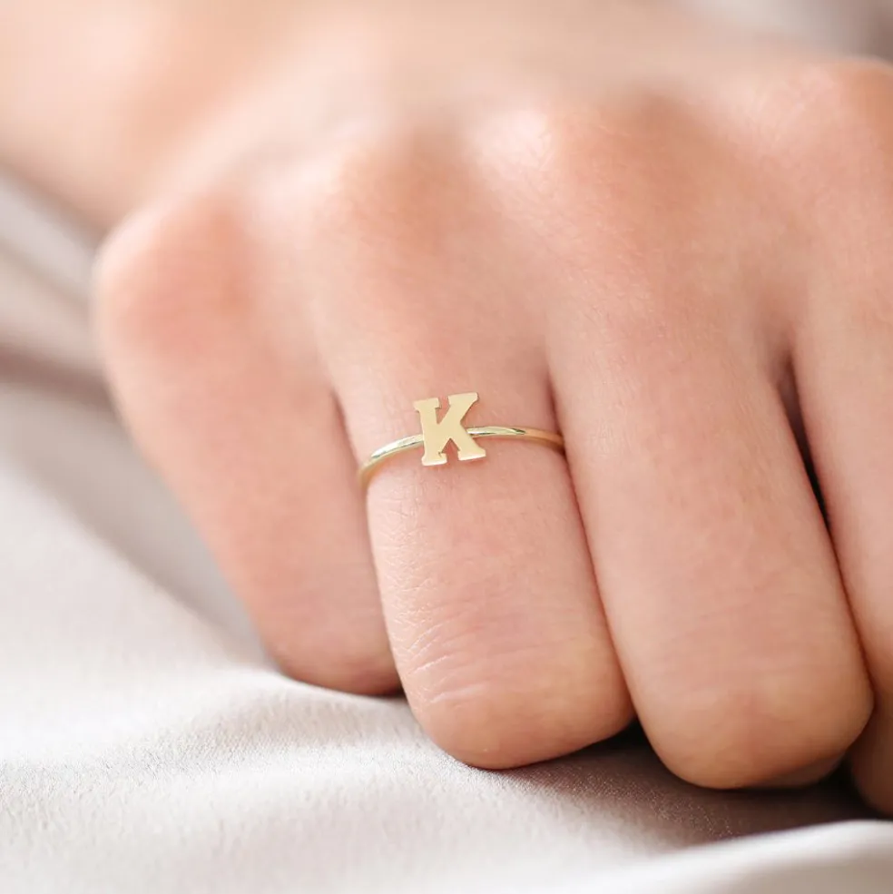 14K Gold Initial Letter Ring