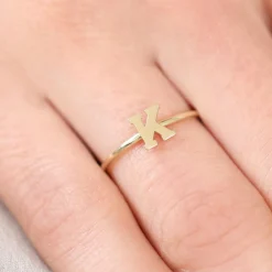 14K Gold Initial Letter Ring