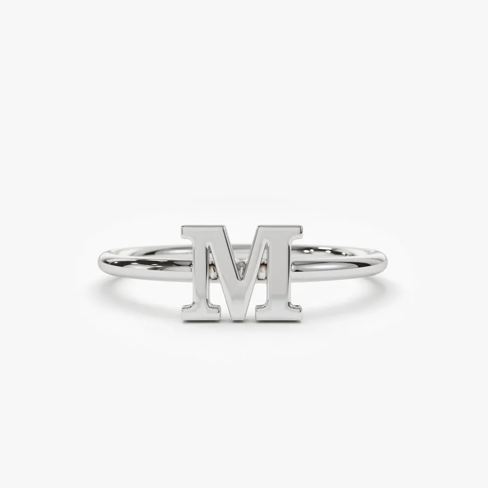 14K Gold Initial Letter Ring