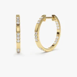 14k Gold Inside out Diamond Hoop Earrings