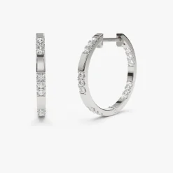 14k Gold Inside out Diamond Hoop Earrings