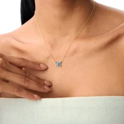 14K Gold London Blue Topaz Butterfly Necklace
