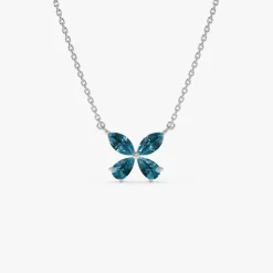 14K Gold London Blue Topaz Butterfly Necklace