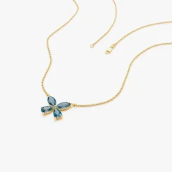 14K Gold London Blue Topaz Butterfly Necklace