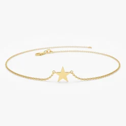 14K Gold Lucky Star Charm Bracelet