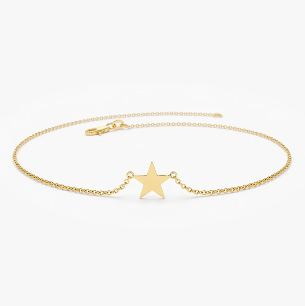 14K Gold Lucky Star Charm Bracelet