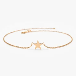 14K Gold Lucky Star Charm Bracelet