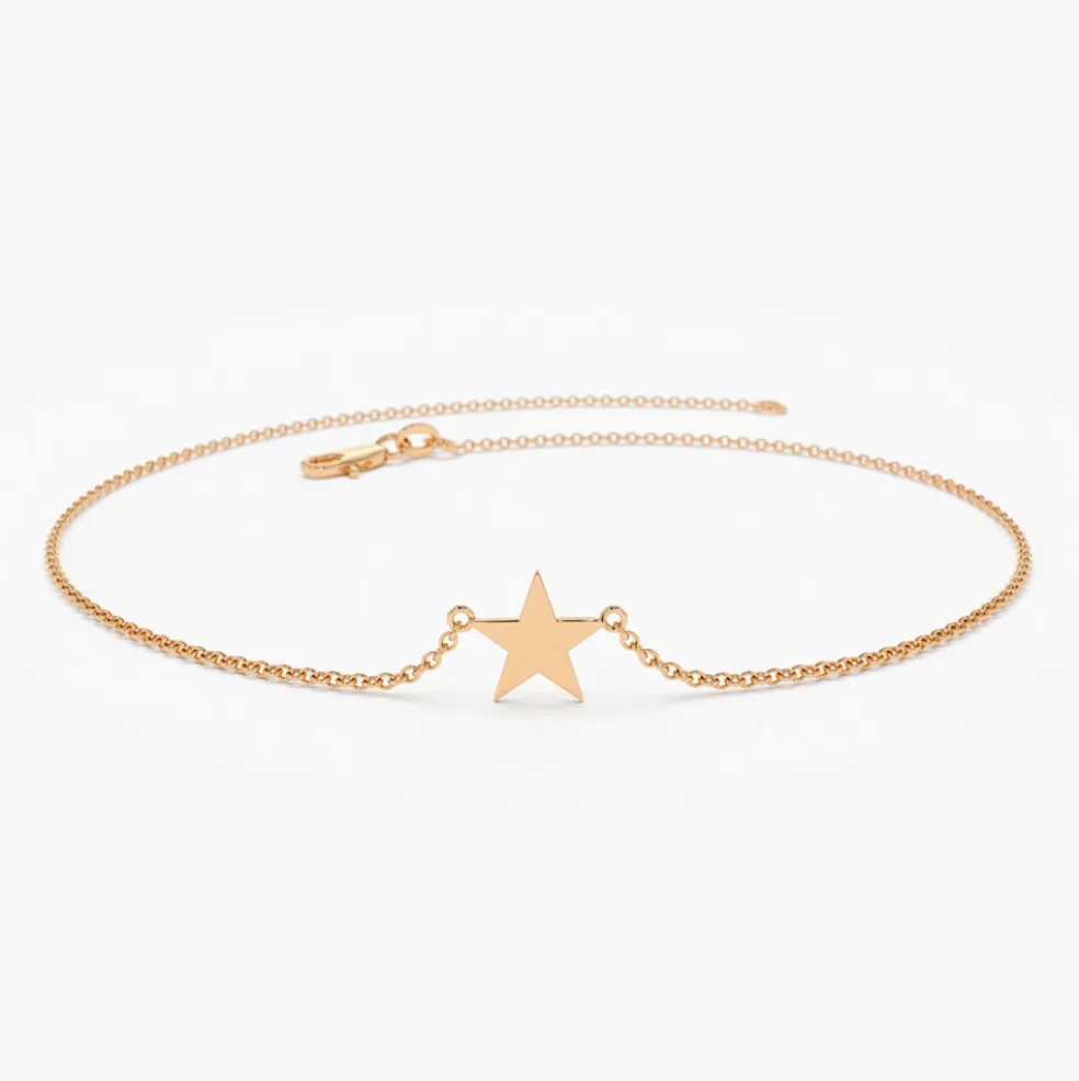 14K Gold Lucky Star Charm Bracelet