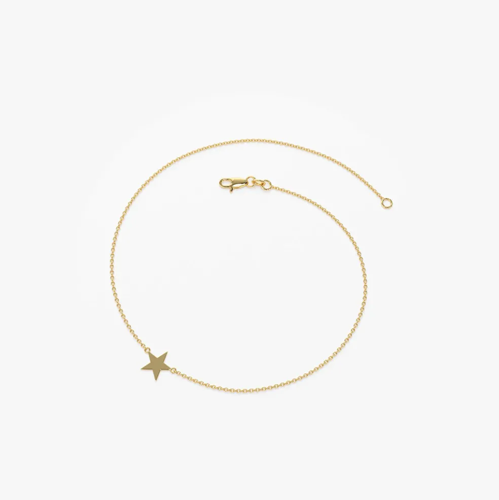 14K Gold Lucky Star Charm Bracelet