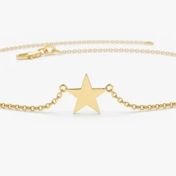14K Gold Lucky Star Charm Bracelet