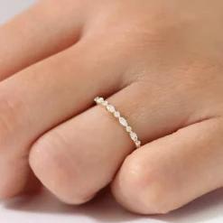 14K Gold Marquise and Round Diamond Ring