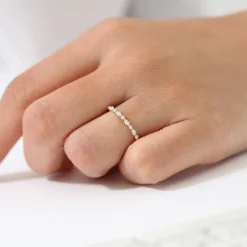 14K Gold Marquise and Round Diamond Ring