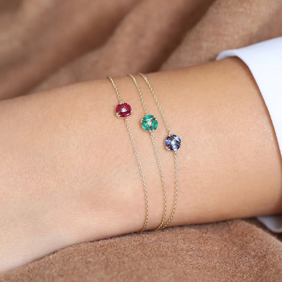 14K Gold Marquise Diamond Cluster Bracelet