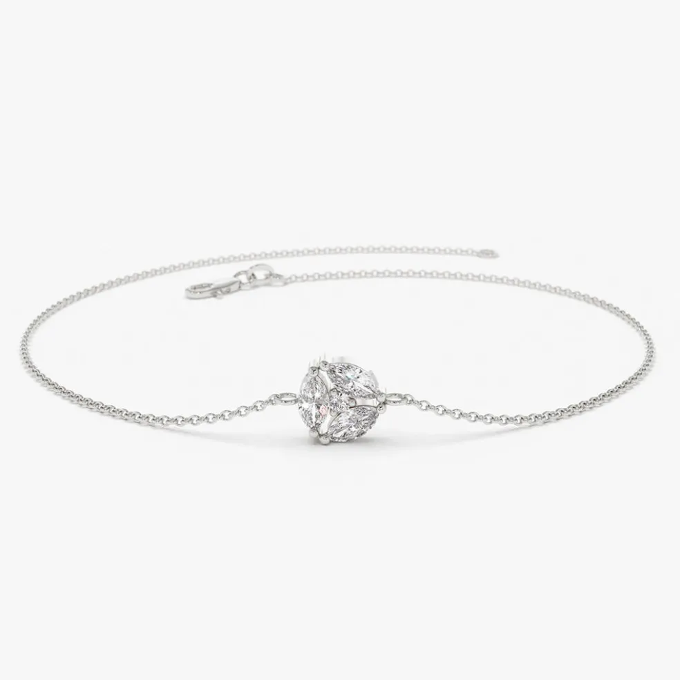 14K Gold Marquise Diamond Cluster Bracelet