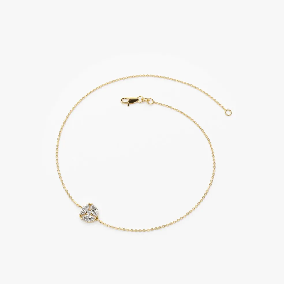 14K Gold Marquise Diamond Cluster Bracelet