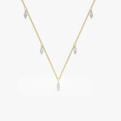 14k Gold Marquise Diamond Dangling Necklace