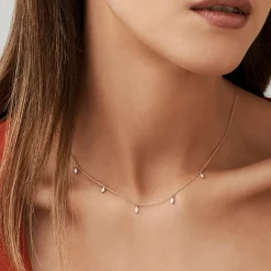 14k Gold Marquise Diamond Dangling Necklace
