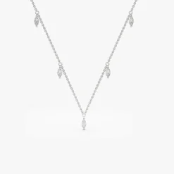 14k Gold Marquise Diamond Dangling Necklace