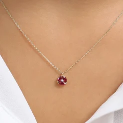 14K Gold Marquise Ruby Cluster Necklace