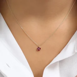 14K Gold Marquise Ruby Cluster Necklace