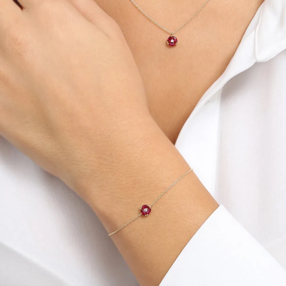 14K Gold Marquise Ruby Cluster Necklace