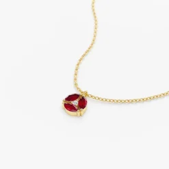14K Gold Marquise Ruby Cluster Necklace