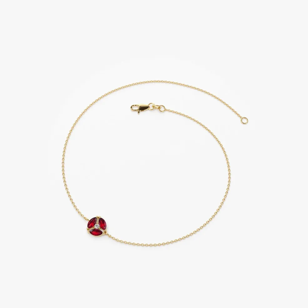14K Gold Marquise Ruby Cluster Bracelet
