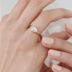 14k Gold Marquise Shape Baguette Diamond Ring