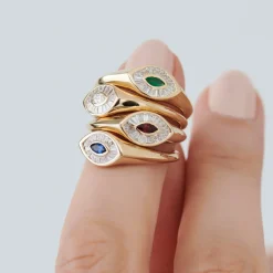 14k Gold Marquise Shape Baguette Diamond Ring