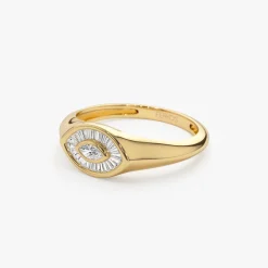 14k Gold Marquise Shape Baguette Diamond Ring