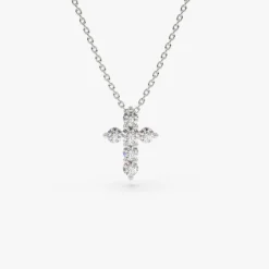 14K Gold Medium Diamond Cross Necklace