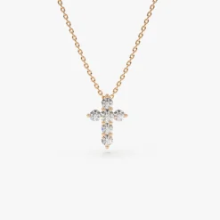14K Gold Medium Diamond Cross Necklace