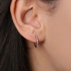 14K Gold Mini Baguette Huggie Earrings