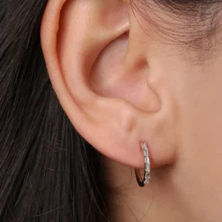 14K Gold Mini Baguette Huggie Earrings