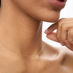 14K Gold Mini Diamond Circle Necklace