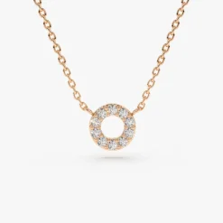 14K Gold Mini Diamond Circle Necklace