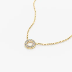 14K Gold Mini Diamond Circle Necklace
