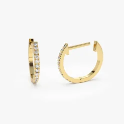 14K Gold Mini Diamond Huggies Earrings