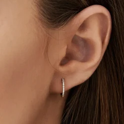 14K Gold Mini Diamond Huggies Earrings