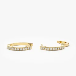 14K Gold Mini Diamond Huggies Earrings