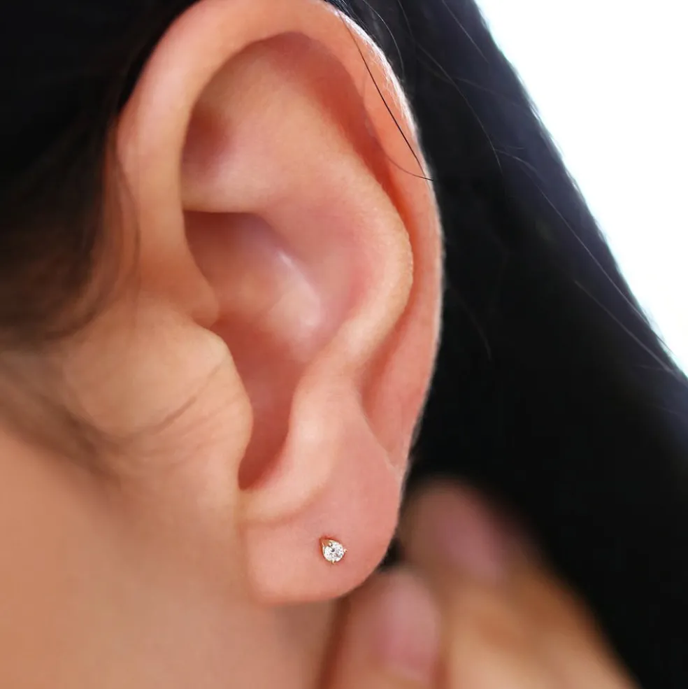 14K Gold Mini Diamond Studs