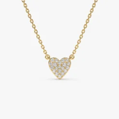14k Gold Mini Heart Diamond Necklace