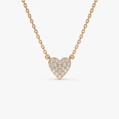 14k Gold Mini Heart Diamond Necklace