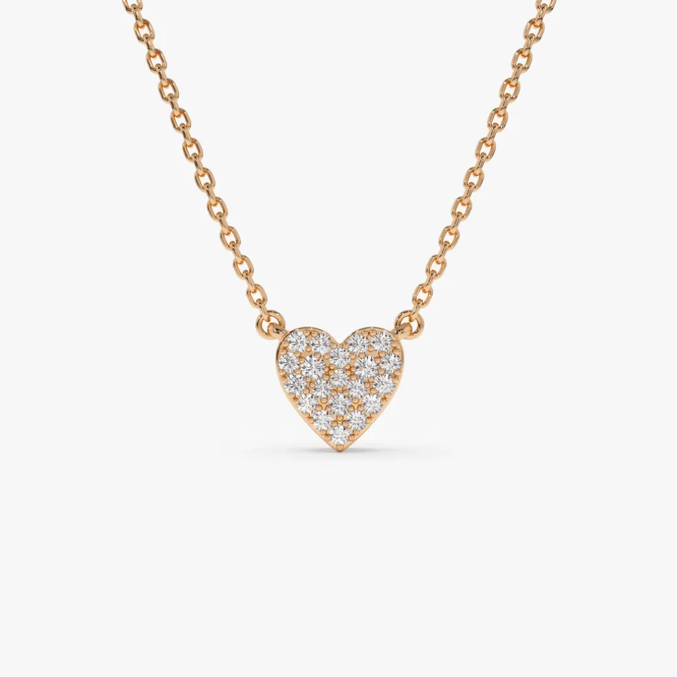 14k Gold Mini Heart Diamond Necklace